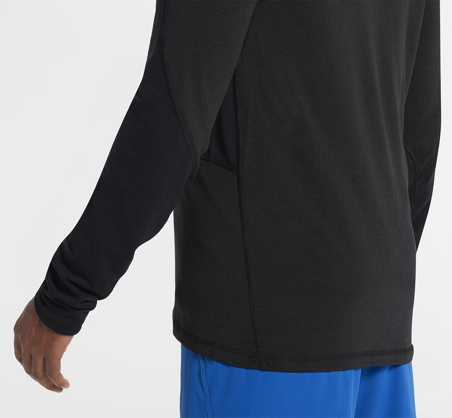 Hoka One One Top Erkek Siyah - 1/2 Zip Midlayer - FS4390586